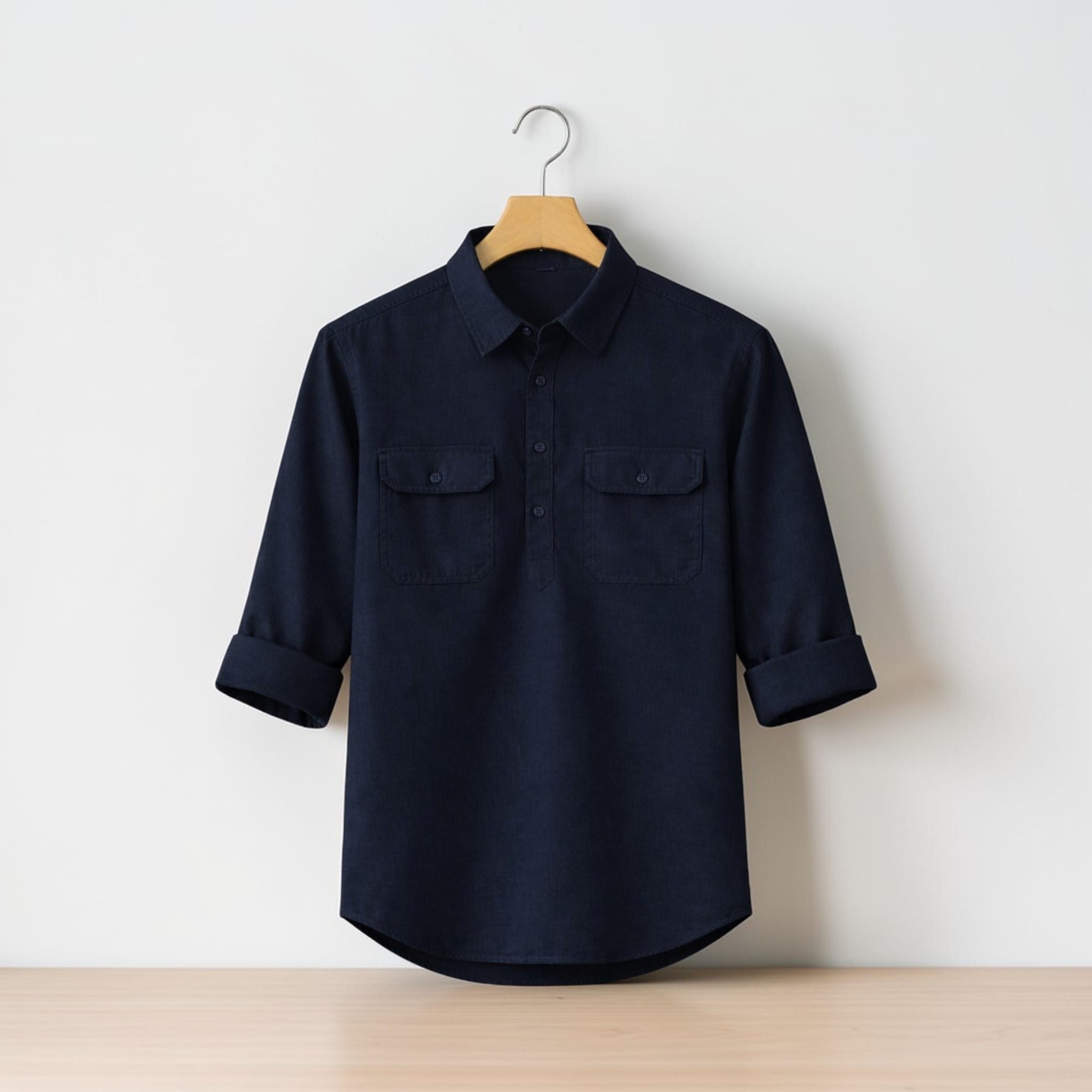 Navy Blue 1.jpg Men's Navy Blue Cotton Katua - Image 1