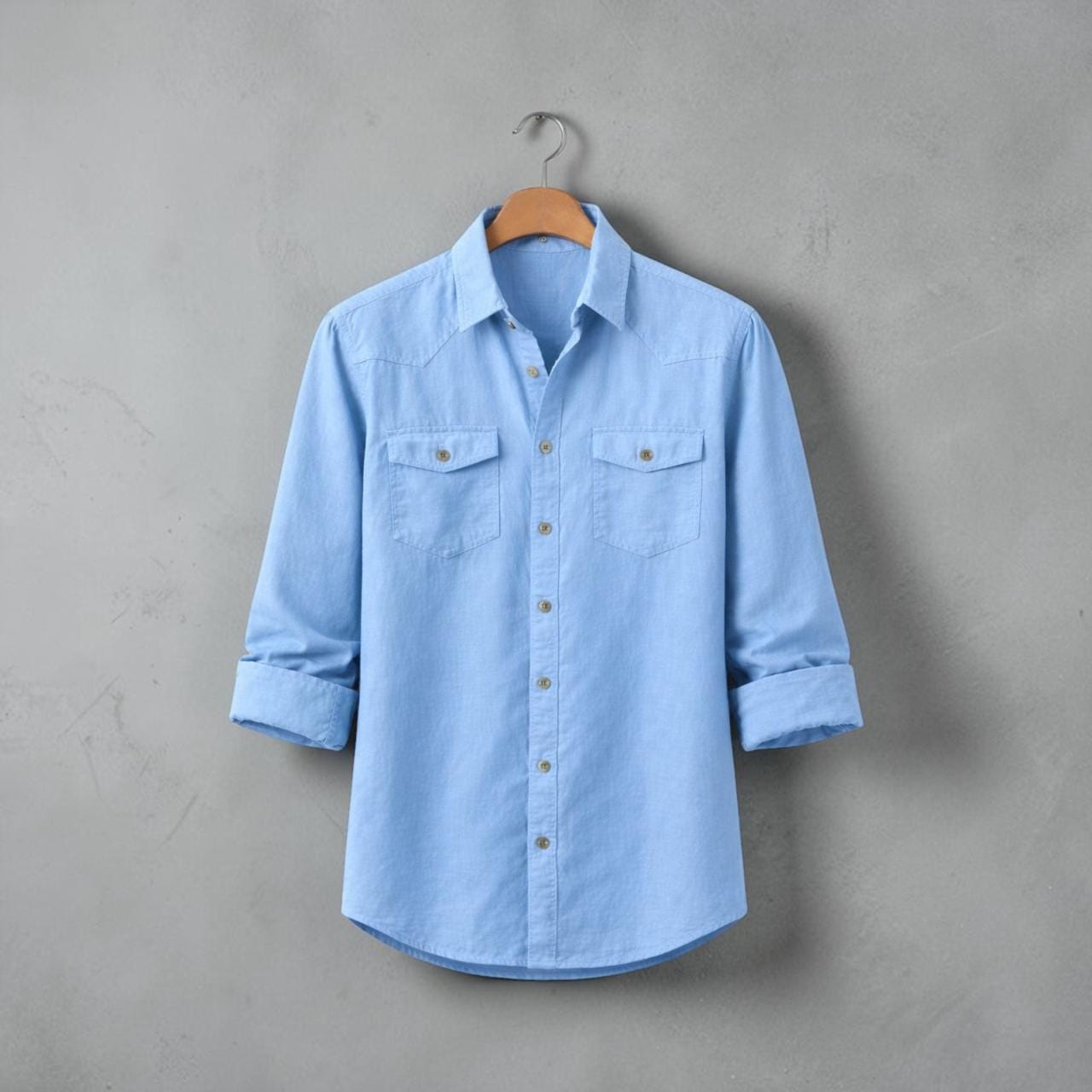 WhatsApp Image 2026-08-21 at 1.16.34 PM Men's Light Blue Oxford Cotton Casual Shirt - Image 1