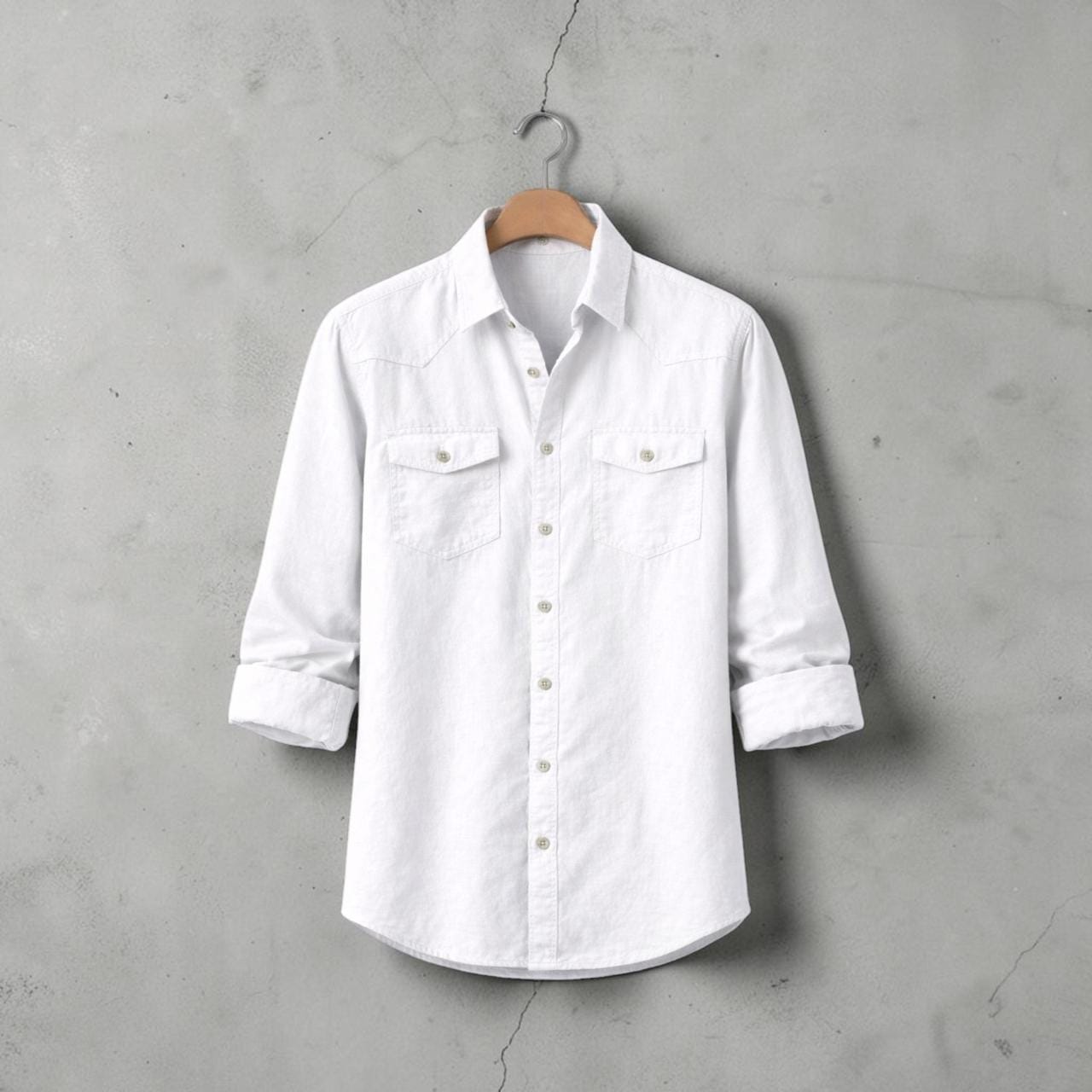 WhatsApp Image 2026-08-21 at 1.16.35 PM (2) Men's White Oxford Cotton Casual Shirt - Image 1