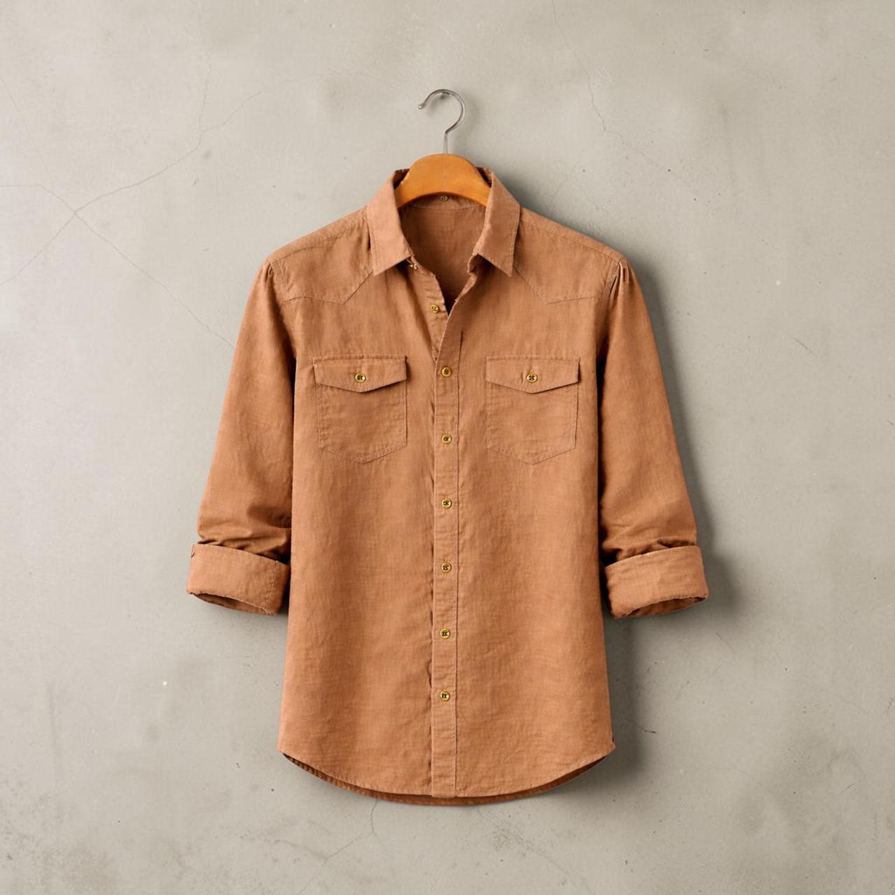WhatsApp Image 2026-08-21 at 1.16.35 PM (4) Men's Tan Oxford Cotton Casual Shirt - Image 1