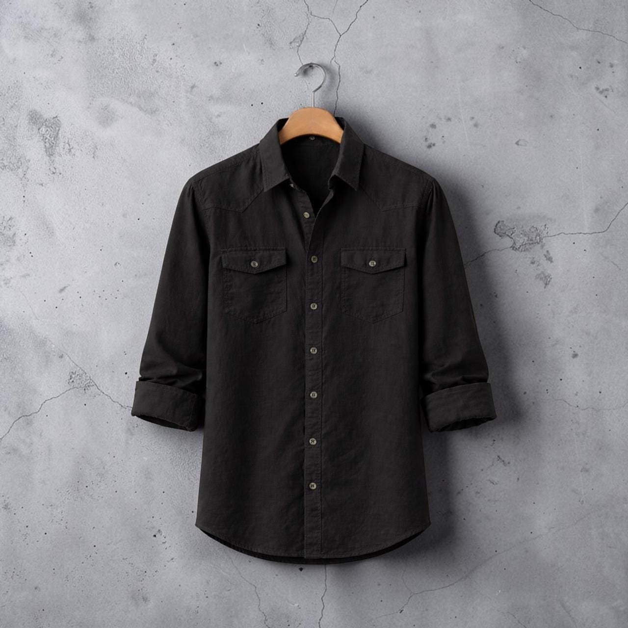 WhatsApp Image 2026-08-21 at 1.16.35 PM Men's Black Oxford Cotton Casual Shirt - Image 1