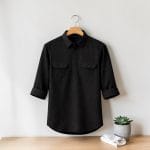 Men's Black Cotton Katua
