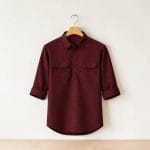 Men's Maroon Cotton Katua