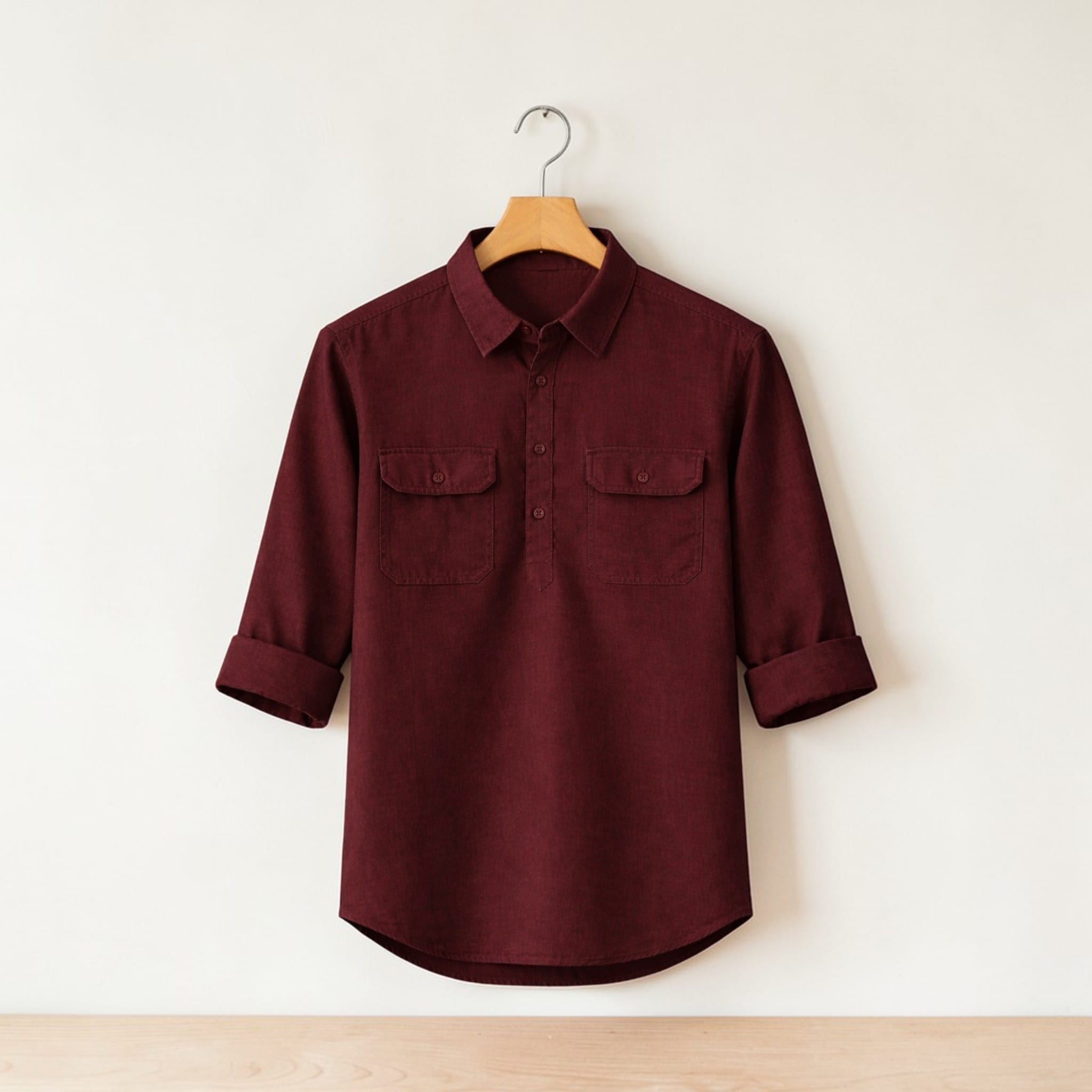 marron.jpg Men's Maroon Cotton Katua - Image 1