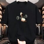 Weightlifting Duck Gym Graphic Oversized Black T-Shirt