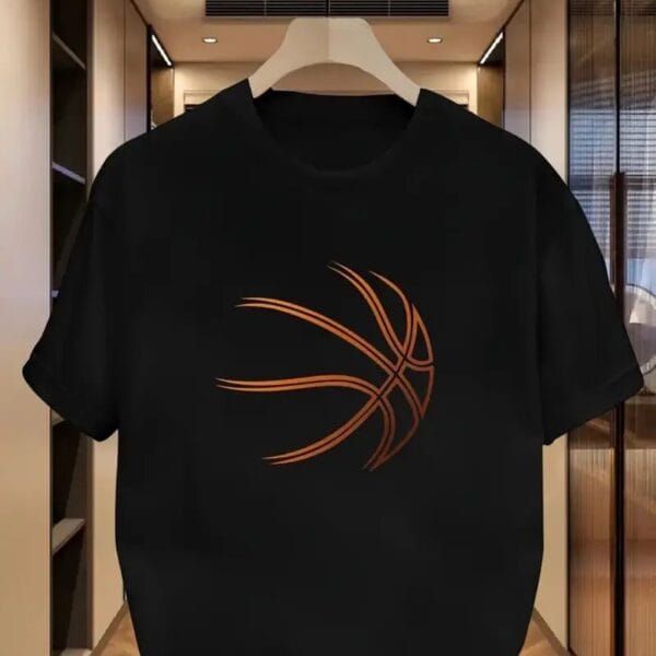 Minimalist Basketball Graphic Oversized Black T-Shirt