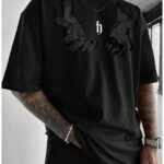 Reaching Hands & Gothic "h" Monogram Oversized White T-Shirt