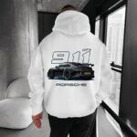 "Porsche 911 GT3" Sports Car Graphic Oversized White Hoodie