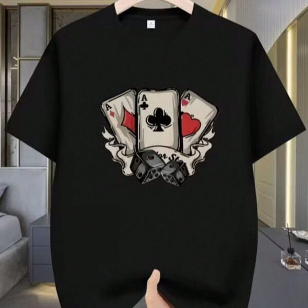 Black Playing Cards Graphic T-Shirt – Stylish Casual Tee