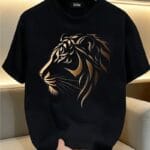 Gold Tiger Profile Graphic Oversized Black T-Shirt