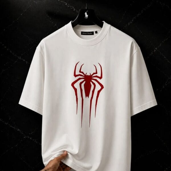 Red Spider Logo Oversized White T-Shirt