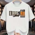 "EXPLORE Outdoors" Mountain Typography Oversized White T-Shirt