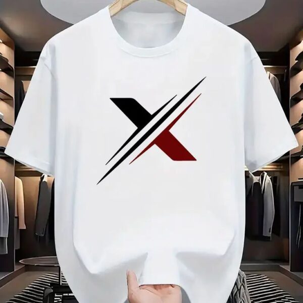 Minimalist Abstract "X" Slash Logo Oversized White T-Shirt