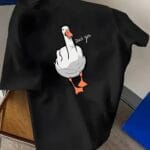 "Duck You" Funny Goose Graphic Oversized Black T-Shirt
