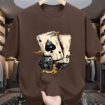 Ace of Spades & Dice Graphic Oversized Brown T-Shirt