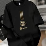 Gold Football Club Crest & Sponsor Oversized Black T-Shirt