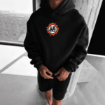 "Son Goku" Anime Graphic & Kanji Logo Oversized Black Hoodie - Image 2