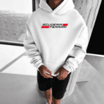 "Scuderia Ferrari F1" Racing Car Graphic Oversized White Hoodie - Image 2