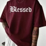 Men's Maroon Blessed Graphic T-Shirt – Oversized Streetwear