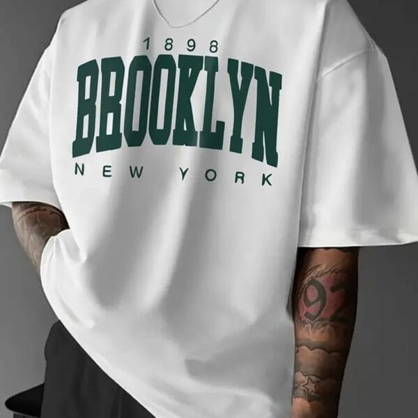White Brooklyn New York Oversized T-Shirt for Men