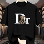 Teddy Bear Designer-Inspired Logo Oversized Black T-Shirt