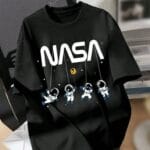 NASA Astronauts Hanging Graphic Oversized Black T-Shirt