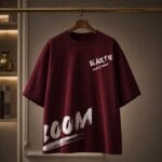 "Blacktie World Make" & "Loom" Typographic Oversized Maroon T-Shirt