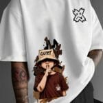 Quiet Bucket Hat Character Graphic Oversized White T-Shirt