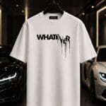 "Whatever" Drip Typographic Oversized White T-Shirt