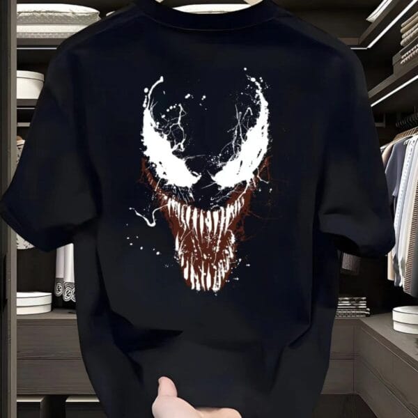 Venom Face Splatter Graphic Oversized Black T-Shirt