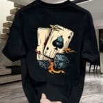 Product Title Ace of Spades and Dice Graphic Oversized Black T-Shirt