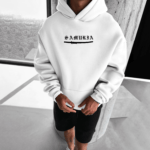 "Samurai" Katana & Japanese Kanji Oversized White Hoodie - Image 2